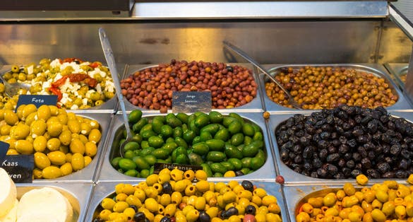 Photo of Many kind of food on sell in Albert Cuyp Market in Amsterdam, Netherlands.