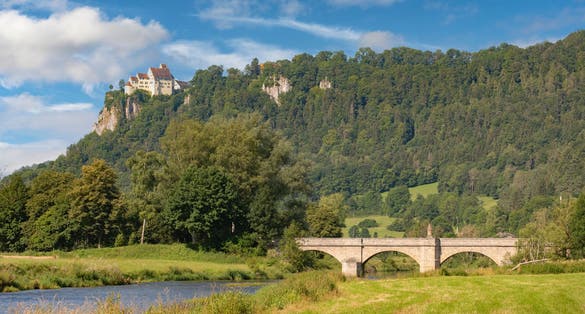 rocky landscape in the Danube Valley between Beuron an Sigmaringen, Baden-Wurttemberg, Germany