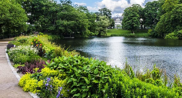 Photo of Orsted park (Orstedsparken, 1879) - a public park in central Copenhagen, Denmark.