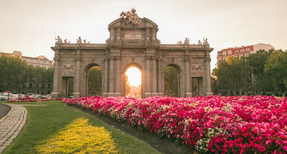 Photo of Alcala Door (Puerta de Alcala). It was the entrance of the people coming from France, Aragon, and Catalunia. Landmark of Madrid, Spain.