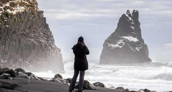photo of view of reynisfjara volcanic beach in winter on Feb 02, 2016. Unidentified person.