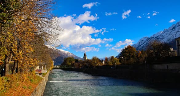 PHOTO OF VIEW OF Lienz Iselkai, Lienzer Dolomites, beautiful autumn, November.