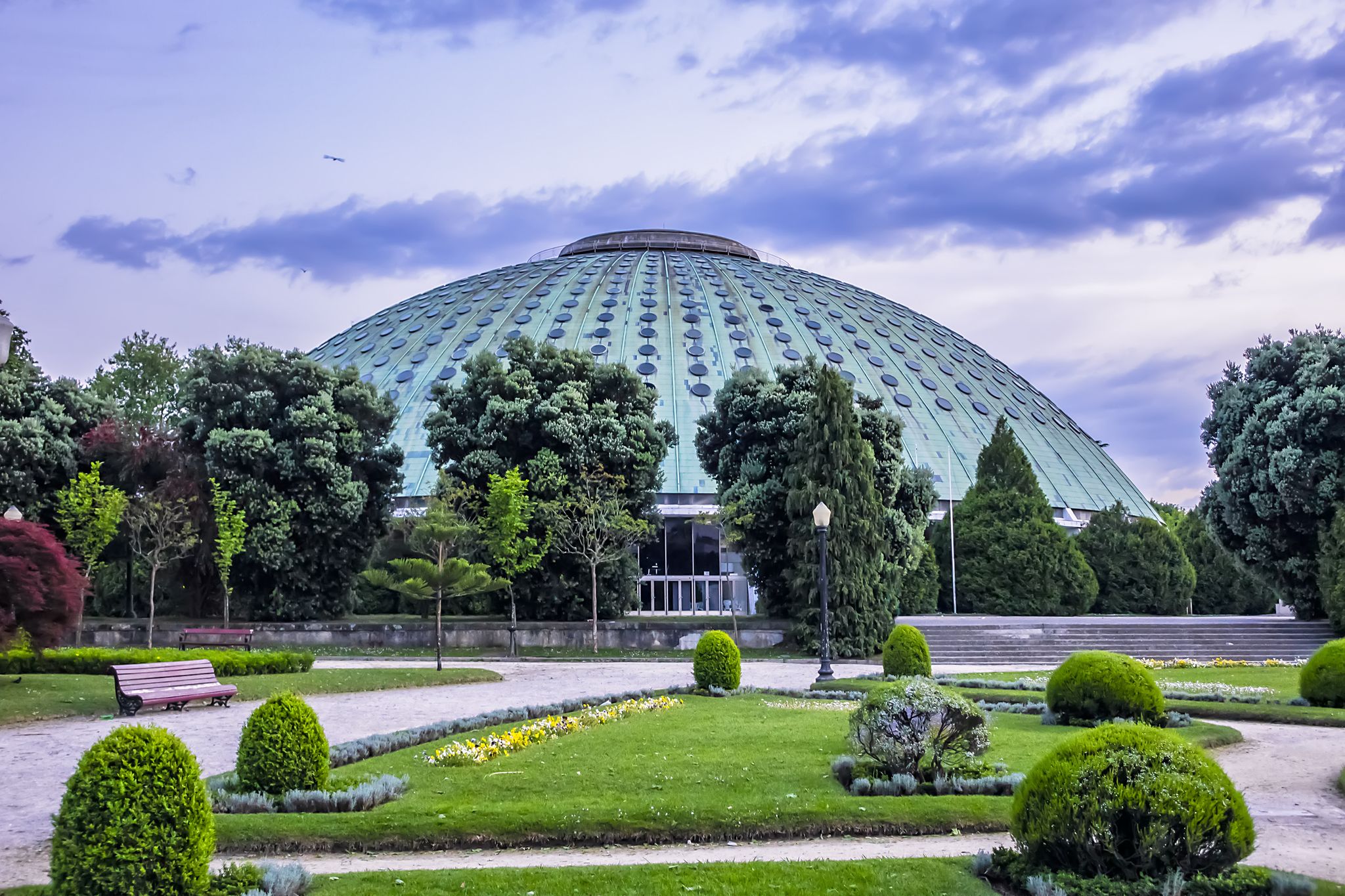 Photo of the beautifully Porto landscaped park of the Crystal Palace (Jardim do Palacio de Cristal, 1865), the most beautiful gardens in Porto. Portugal.