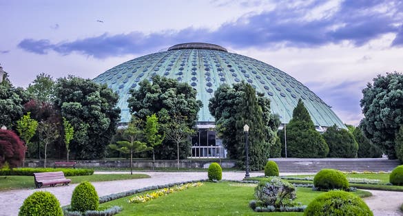 Photo of the beautifully Porto landscaped park of the Crystal Palace (Jardim do Palacio de Cristal, 1865), the most beautiful gardens in Porto. Portugal.