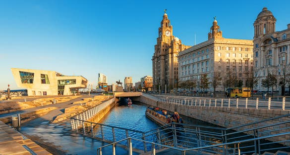 Photo of Liverpool historical architecture with cityscape in city center in England in United Kingdom.