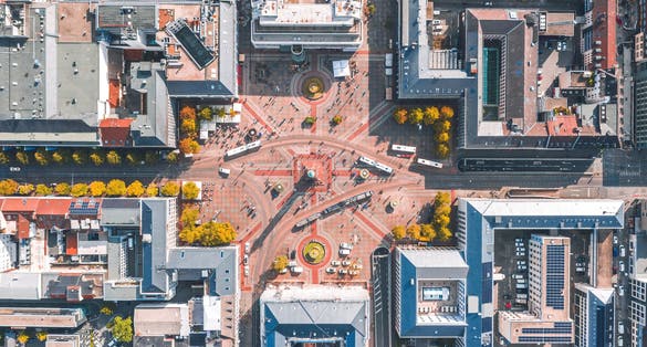 Photo of Summer cityscape of Darmstadt, Germany .