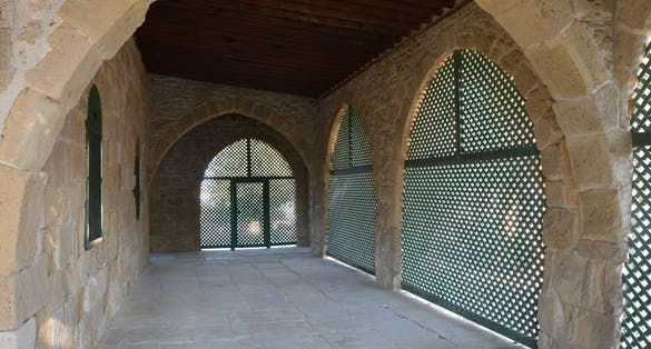 Photo of the interior of Hala Sultan Tekke Mosque on Salt lake, Larnaka, Cyprus.