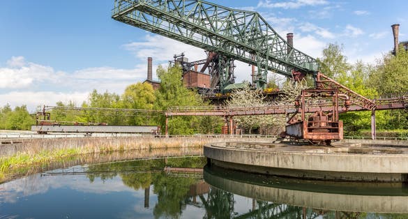 photo of view of Old industry building at the Landschaftspark Duisburg .