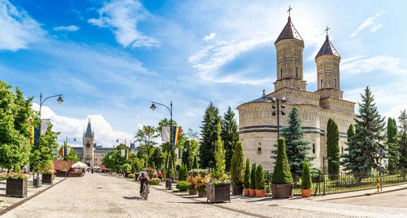 Photo of Landscape with central square in Iasi, Moldavia, Romania .