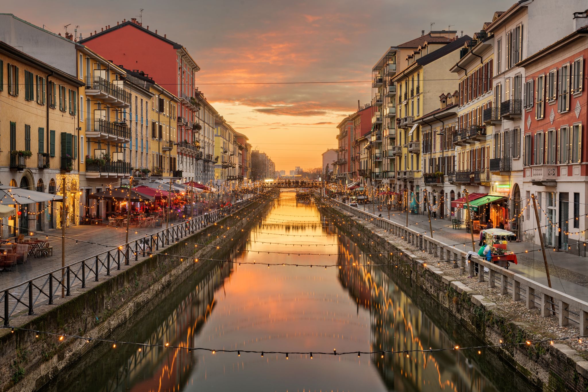 photo of Naviglio Canal, Milan, Lombardy, Italy at twilight.