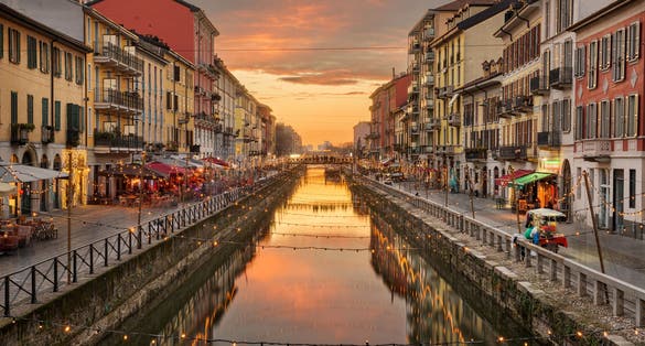 photo of Naviglio Canal, Milan, Lombardy, Italy at twilight.