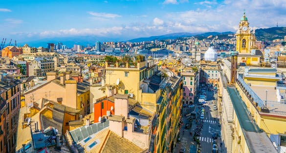 photo of view aerial view of the via porta soprana street in the italian city genoa, Italy.