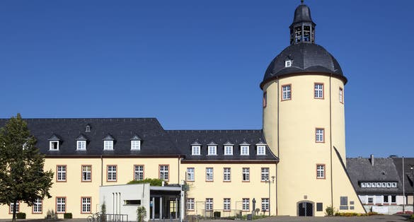 Historic tower in the old city of Siegen, North Rhine-Westphalia, Germany