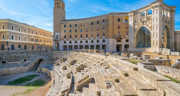 Ancient Roman Amphitheatre in Lecce, Puglia region, southern Italy