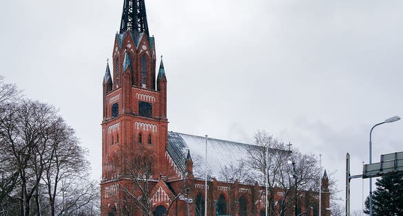 Photo of Central Pori Church in Winter, Pori, Finland.