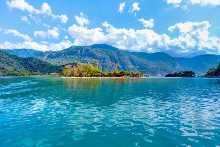 Photo of Oludeniz beautiful beach with blue sky, Fethiye, Mugla.