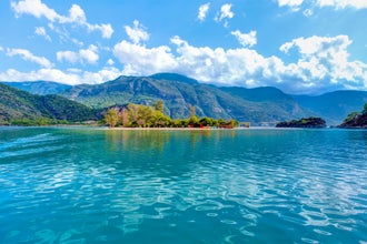 Photo of Oludeniz beautiful beach with blue sky, Fethiye, Mugla.