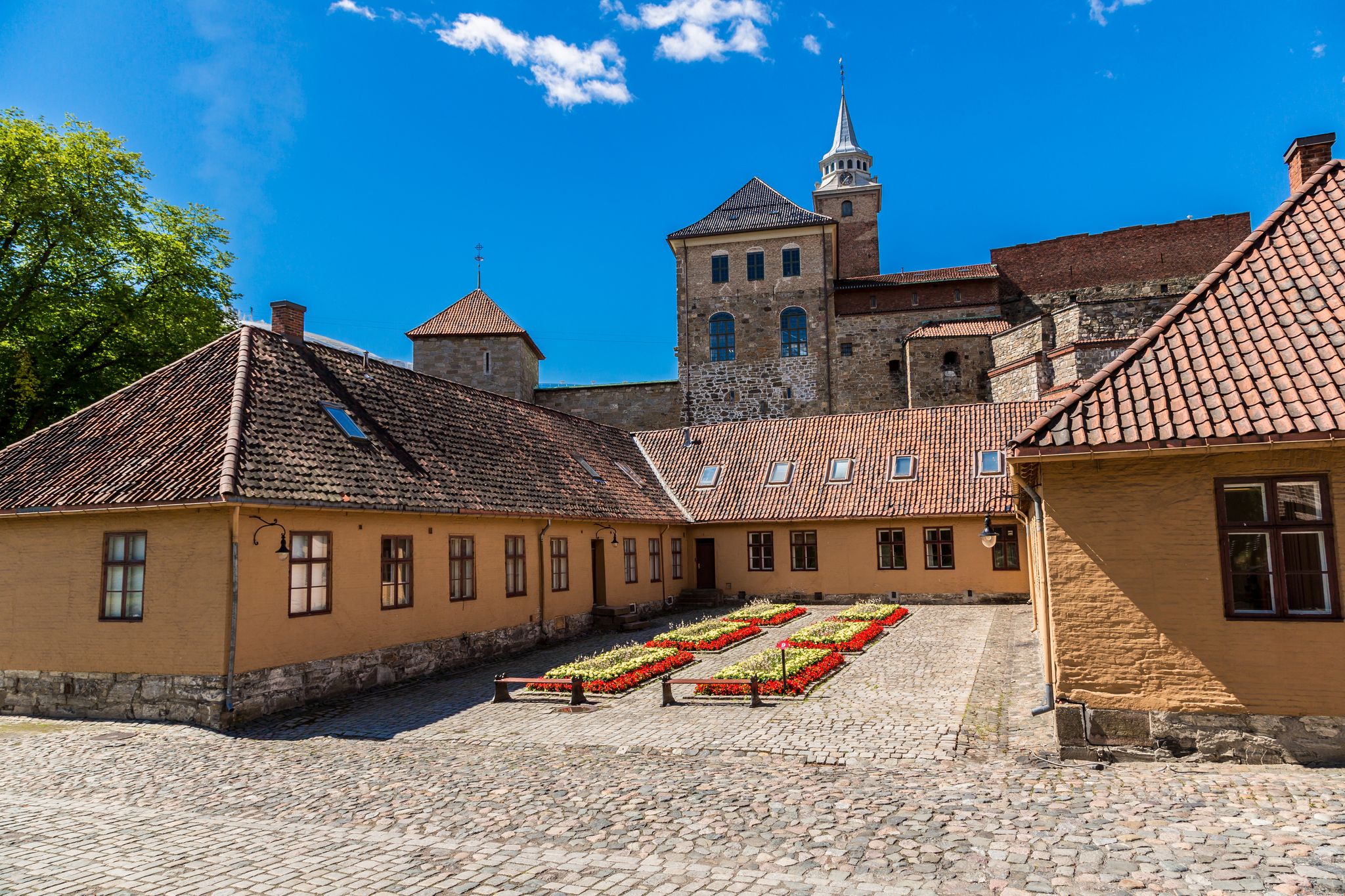 Photo of Akershus Fortress in the city center of Oslo, Norway.
