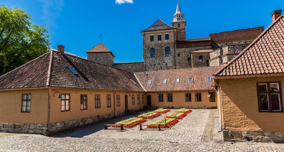Photo of Akershus Fortress in the city center of Oslo, Norway.