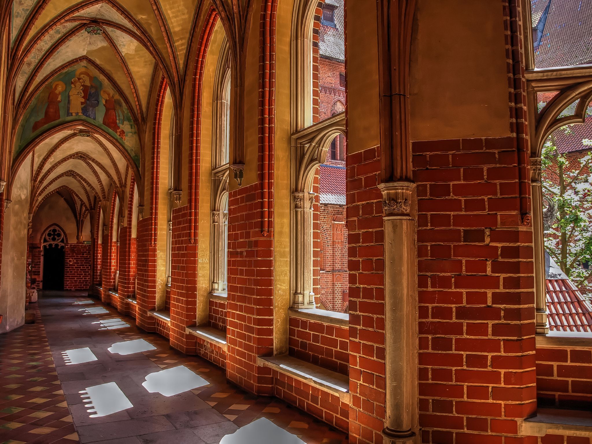 Photo of Interior of gothic castle in Malbork, Poland.
