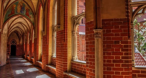 Photo of Interior of gothic castle in Malbork, Poland.