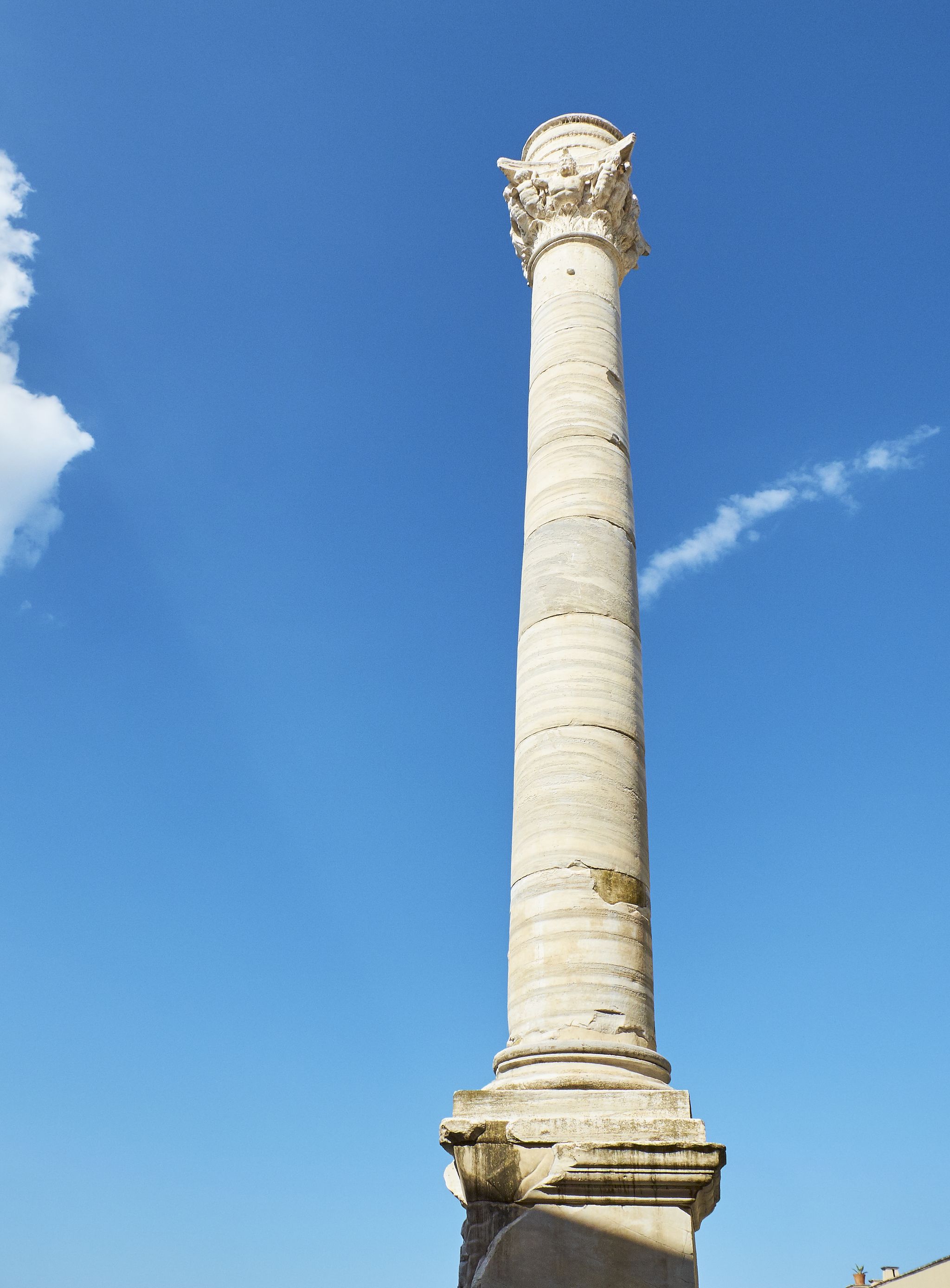 The Roman Columns monument (Colonne Romane) symbol of Brindisi, Apulia, Italy.