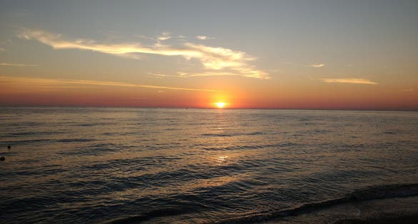 Photo of beautiful sunset at beach ,Leptokarya, Greece.