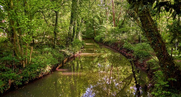 Photo of the little river Delme in Delmenhorst (Germany) .