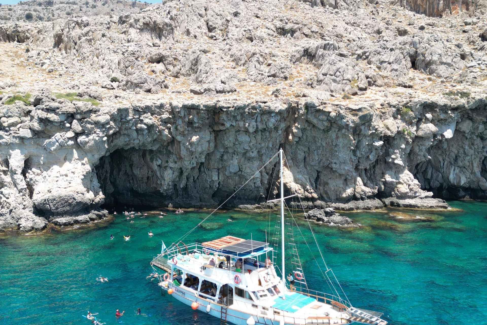 Lindos: Rhodes South-East Coast Cruise with Swim Stops