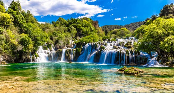 Photo of beautiful Skradinski Buk Waterfall In Krka National Park, Dalmatia Croatia.