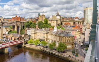 Photo of redeveloped Warehouses along the River in Leeds, UK.