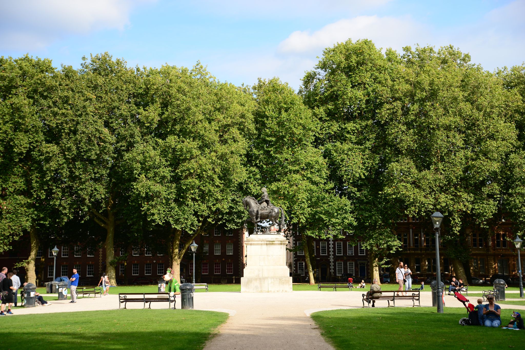 Photo of beautiful Queen Square in the city of Bristol, UK.