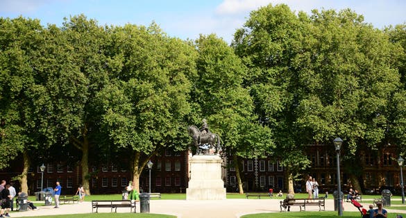Photo of beautiful Queen Square in the city of Bristol, UK.