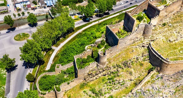 Photo of aerial view of Gori Fortress in the Shida Kartli region of Georgia.