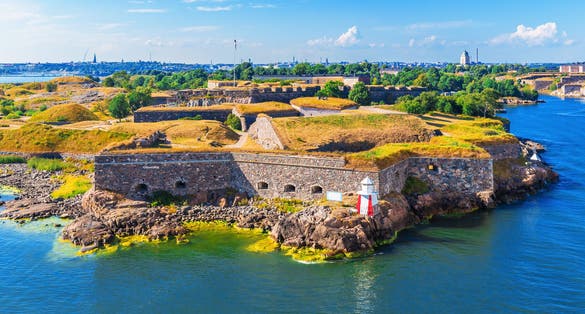 Photo of scenic summer aerial view of Suomenlinna (Sveaborg) sea fortress in Helsinki, Finland.