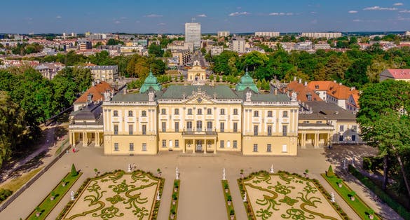 branicki palace in bialystok from above