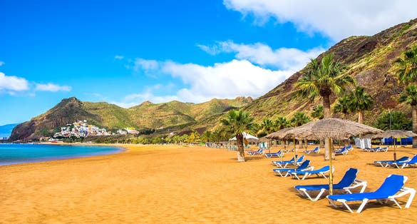 photo of amazing view of beach las Teresitas with yellow sand in Santa Cruz de Tenerife, Tenerife, Spain.