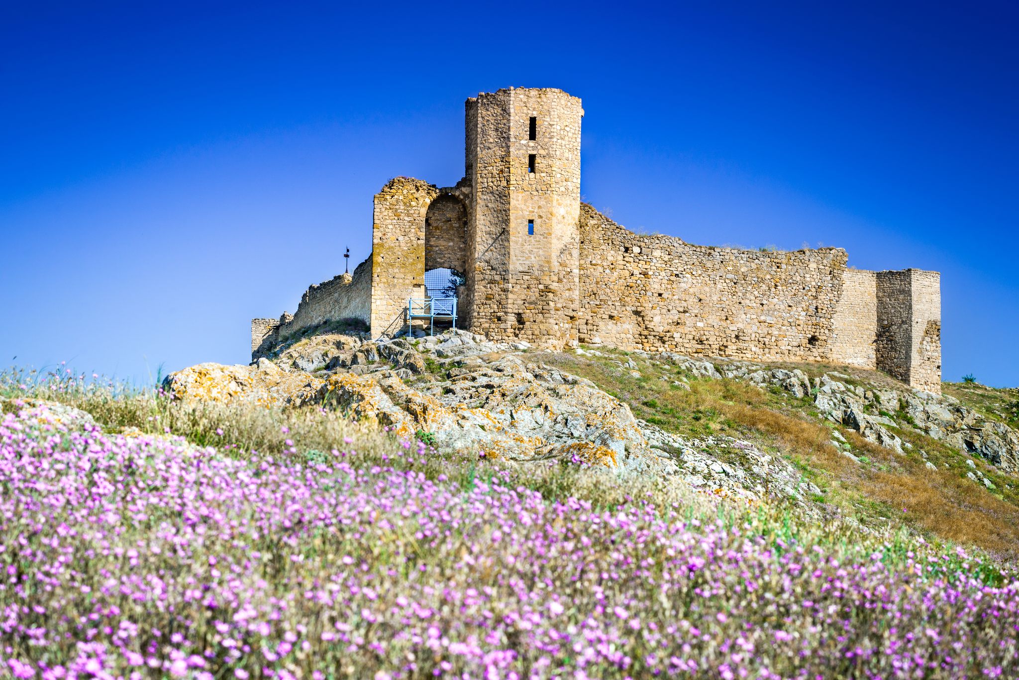 photo of view of Enisala Fortress, Dobruja, Romania. Ruins of medieval stronghold over the Razelm Lake, Tulcea.