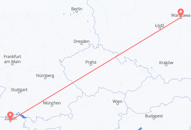 Zürich nach Warschau
