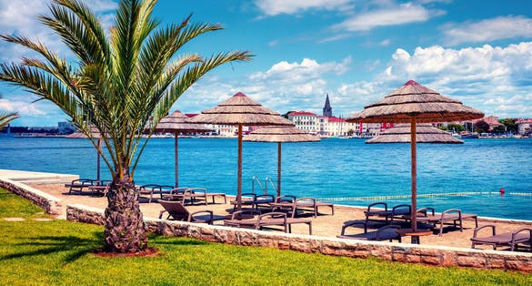 Photo of spring view of popular summer resort Porec, western Croatia.