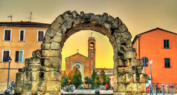 photo of view of Porta Montanara and San Gaudenzo Church in Rimini - Italy,Rimini Italy.