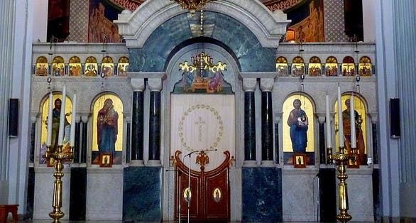 photo of view ofAgios Minas Cathedral Heraklion, view of the Templon, Heraklion, Greece.