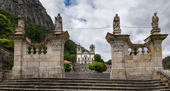 View of the beautiful Santuario de Nossa Senhora da Peneda, at the Peneda Geres National Park, in Norhern Portugal.