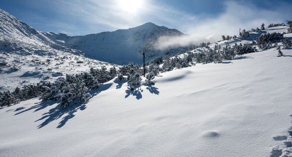 Amazing Winter Landscape of Rila mountain near Musala peak, Bulgaria