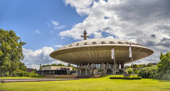 Netherlands, Eindhoven - August 12 2014: Evoluon building - a conference centre and former science museum erected by the electronics and electrical company Philips in Eindhoven in 1966.
