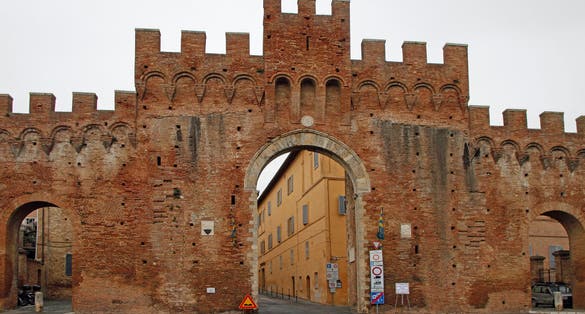 View on Porta Tufi Gate in the italian city Siena