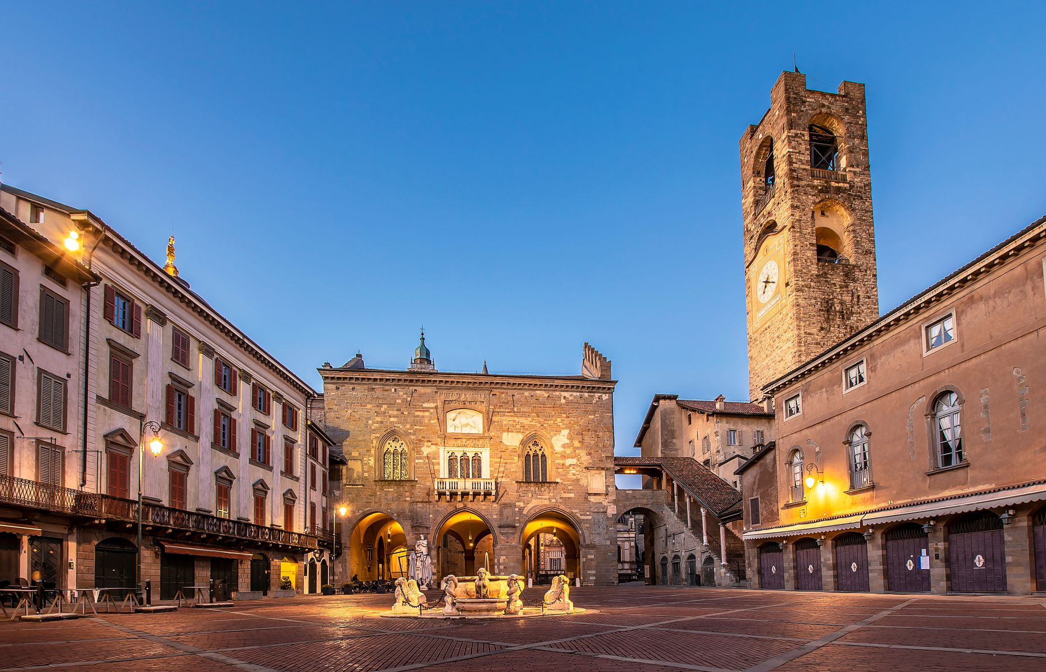 photo of view of Piazza Vecchia night view in Bergamo City, 