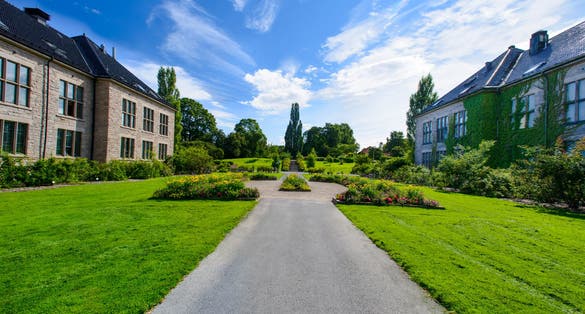 Photo of walkway at beautiful botanical garden at Oslo ,Norway.