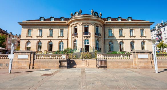 photo of beautiful morning at Alimentarium in the center of Vevey town in Switzerland.
