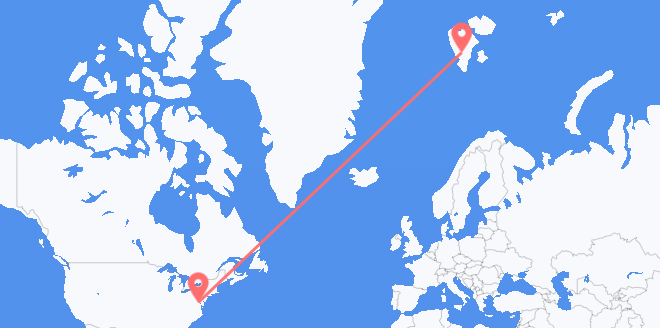 the United States to Svalbard & Jan Mayen